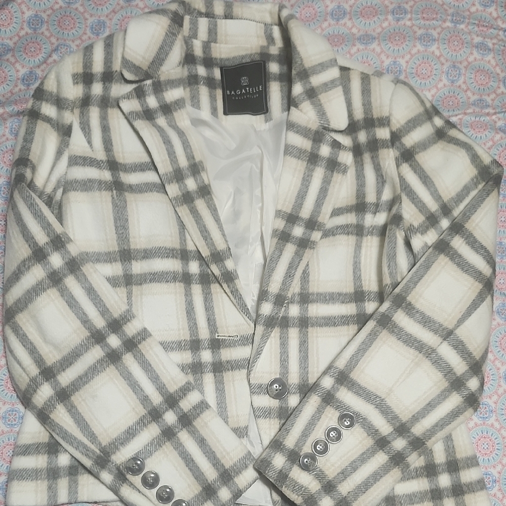 Sag Harbor Women's Plaid Jacket - Black and White